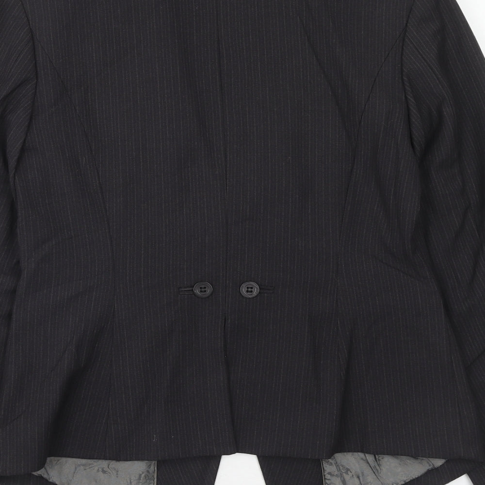 NEXT Womens Grey Pinstripe Polyester Jacket Suit Jacket Size 10 Button
