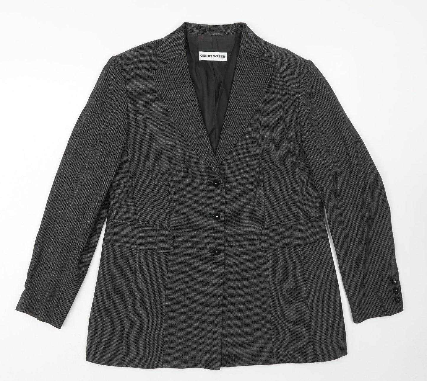 Gerry Weber Womens Grey Geometric Jacket Blazer Size 14 Button