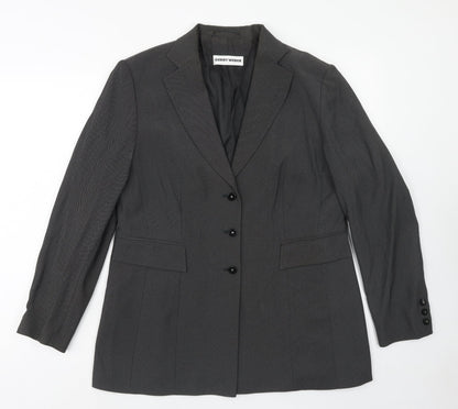 Gerry Weber Womens Grey Geometric Jacket Blazer Size 14 Button