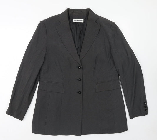 Gerry Weber Womens Grey Geometric Jacket Blazer Size 14 Button