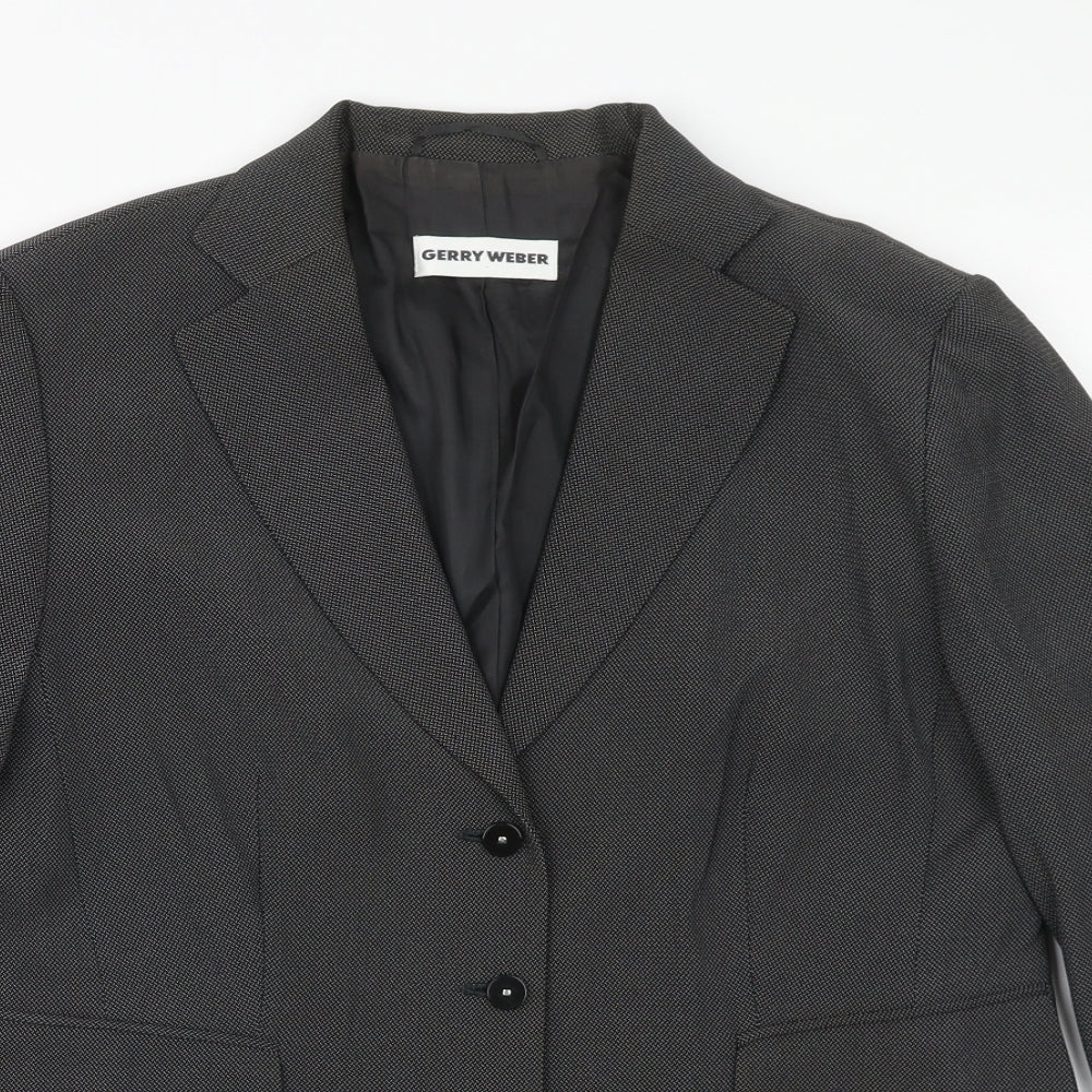 Gerry Weber Womens Grey Geometric Jacket Blazer Size 14 Button