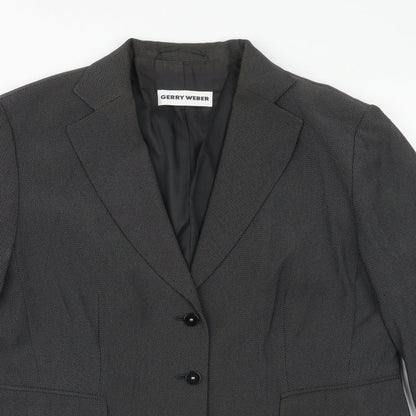 Gerry Weber Womens Grey Geometric Jacket Blazer Size 14 Button