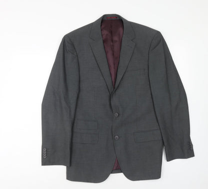 F&F Mens Grey Polyester Jacket Suit Jacket Size 38 Regular