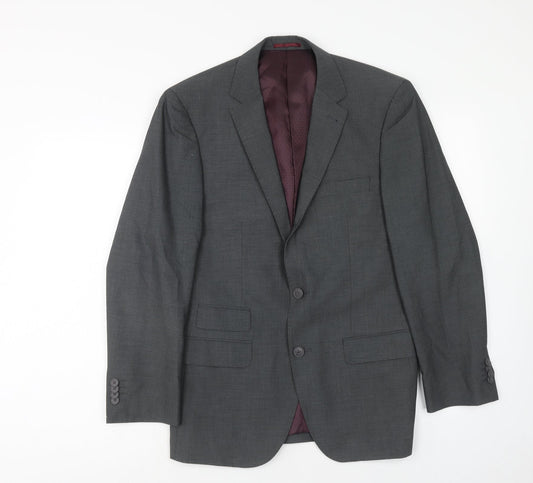 F&F Mens Grey Polyester Jacket Suit Jacket Size 38 Regular
