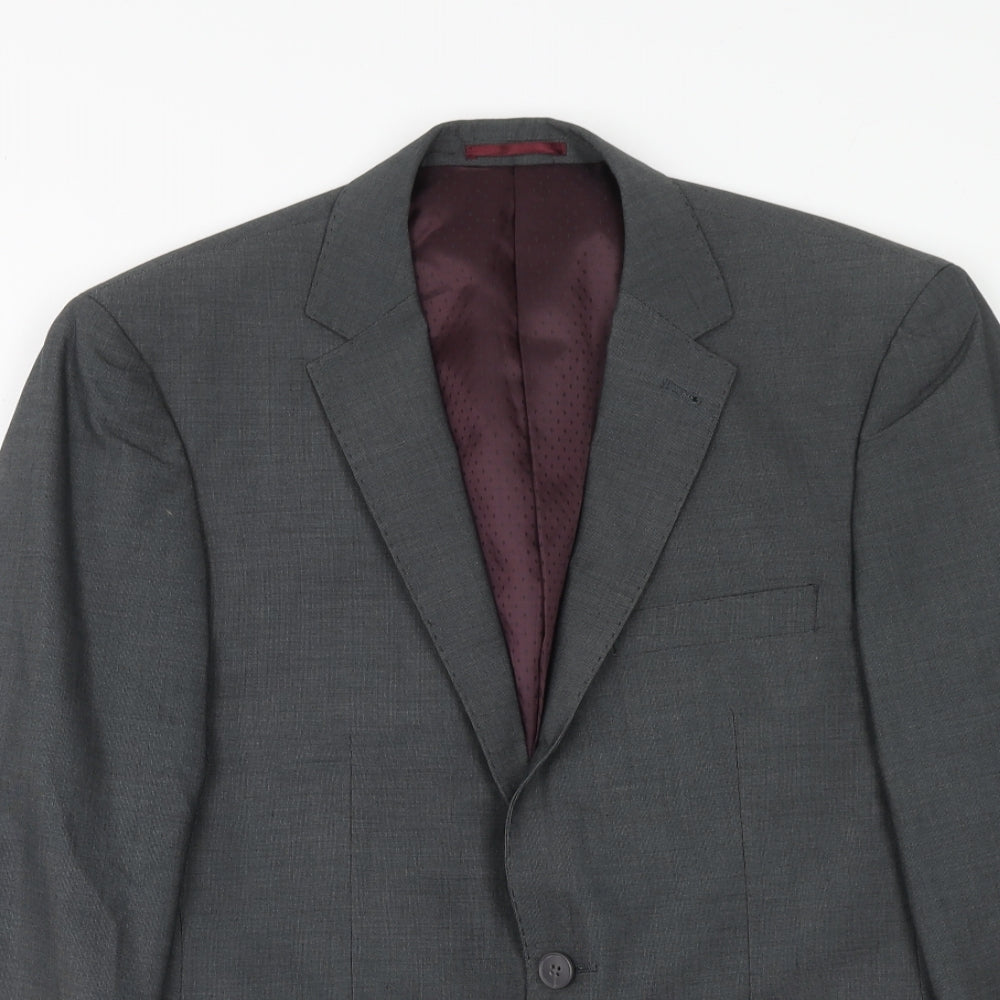 F&F Mens Grey Polyester Jacket Suit Jacket Size 38 Regular