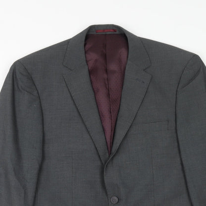 F&F Mens Grey Polyester Jacket Suit Jacket Size 38 Regular