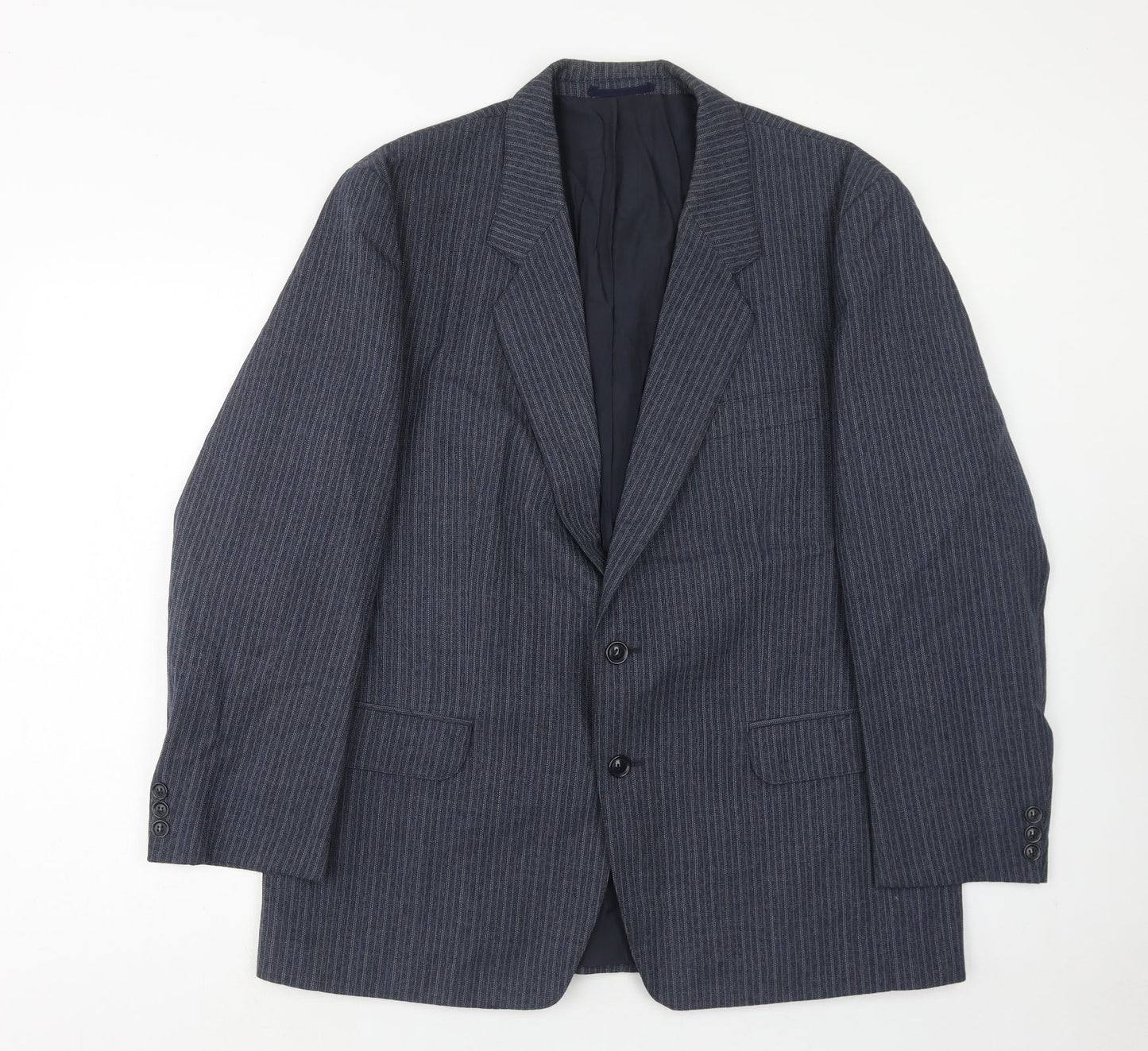 Trym Mens Blue Striped Polyester Jacket Suit Jacket Size 44 Regular