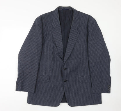 Trym Mens Blue Striped Polyester Jacket Suit Jacket Size 44 Regular