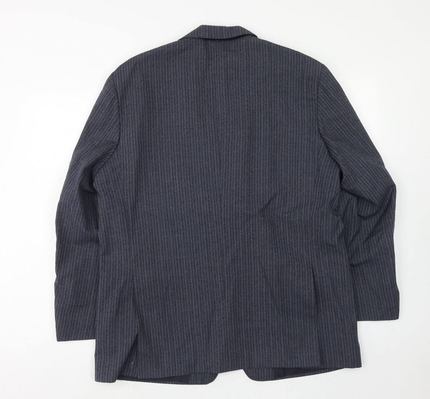 Trym Mens Blue Striped Polyester Jacket Suit Jacket Size 44 Regular