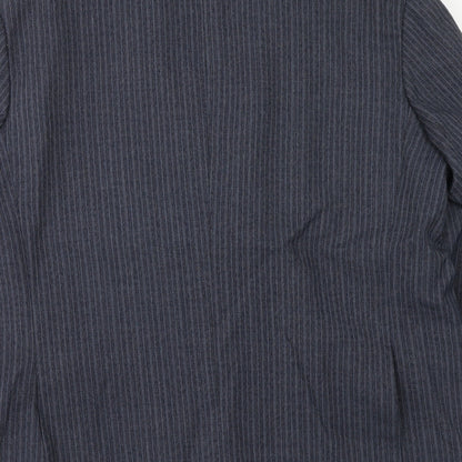 Trym Mens Blue Striped Polyester Jacket Suit Jacket Size 44 Regular