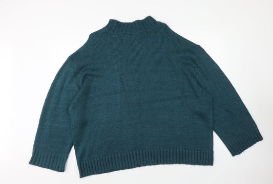 Intuition Womens Blue Mock Neck Acrylic Pullover Jumper Size 20 - Size 20-22