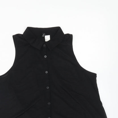 Womens UK Size 8 H&M Black Basic Button-Up