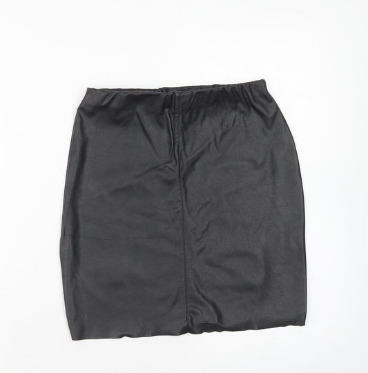 Boohoo Womens Black Polyester Straight & Pencil Skirt Size 8