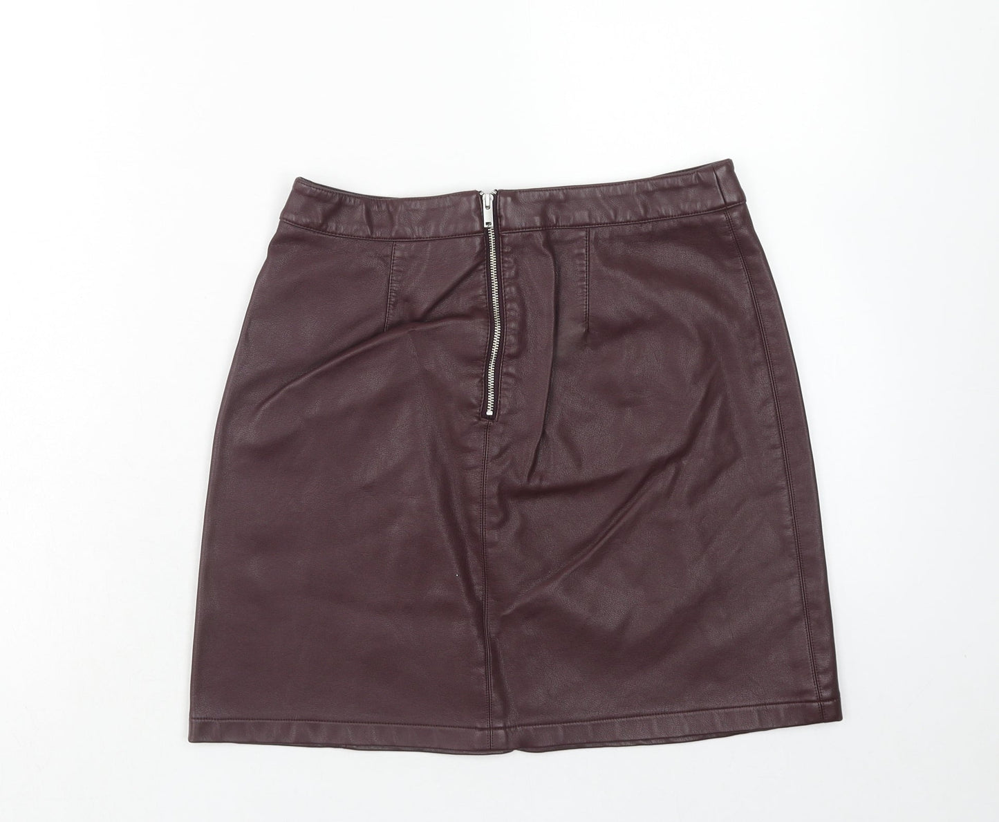 George Womens Purple Polyurethane Straight & Pencil Skirt Size 8 Zip