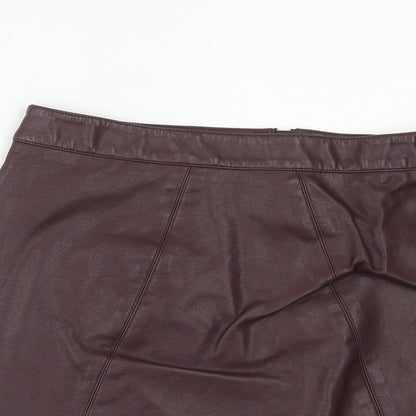 George Womens Purple Polyurethane Straight & Pencil Skirt Size 8 Zip