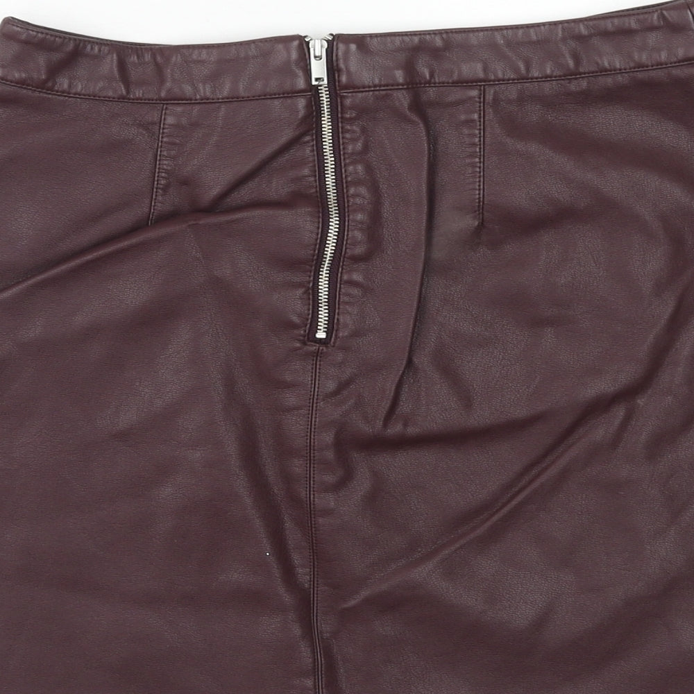 George Womens Purple Polyurethane Straight & Pencil Skirt Size 8 Zip