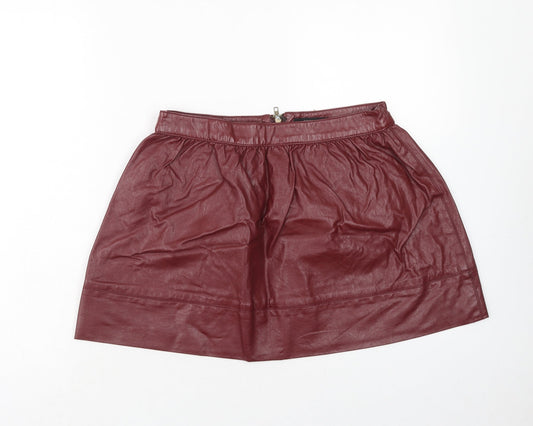 FOREVER 21 Womens Red Polyurethane Mini Skirt Size L Zip