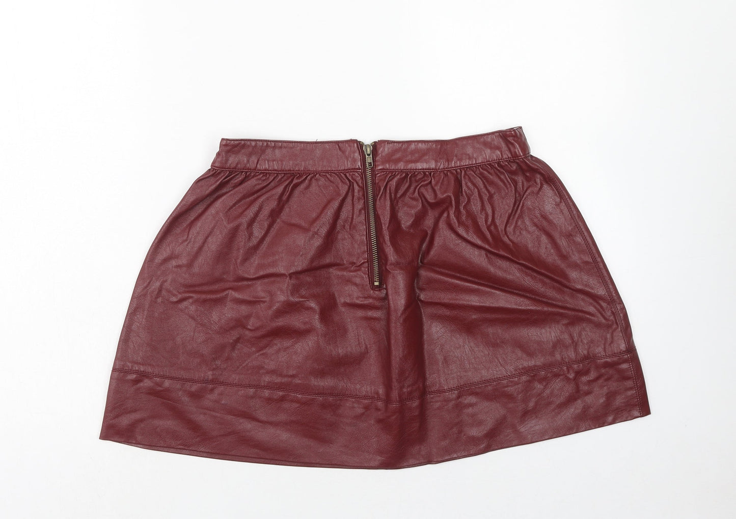 FOREVER 21 Womens Red Polyurethane Mini Skirt Size L Zip