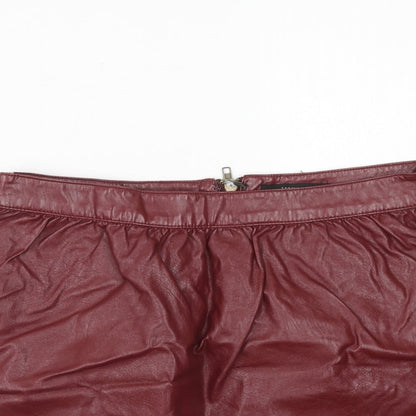 FOREVER 21 Womens Red Polyurethane Mini Skirt Size L Zip