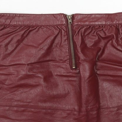 FOREVER 21 Womens Red Polyurethane Mini Skirt Size L Zip