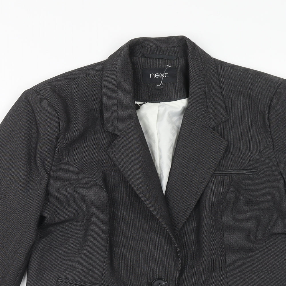 NEXT Womens Grey Polyester Jacket Blazer Size 14 Button