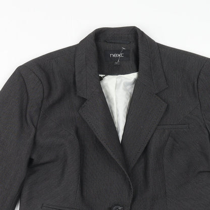 NEXT Womens Grey Polyester Jacket Blazer Size 14 Button