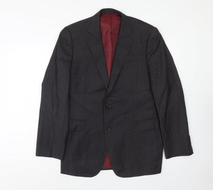 Jaegar Mens Grey Striped Polyacrylate Fibre Jacket Suit Jacket Size 40 Regular