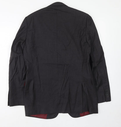 Jaegar Mens Grey Striped Polyacrylate Fibre Jacket Suit Jacket Size 40 Regular
