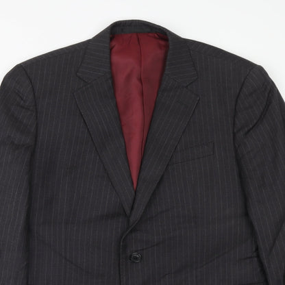 Jaegar Mens Grey Striped Polyacrylate Fibre Jacket Suit Jacket Size 40 Regular