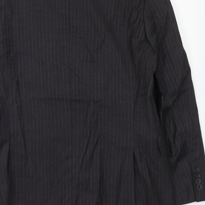 Jaegar Mens Grey Striped Polyacrylate Fibre Jacket Suit Jacket Size 40 Regular