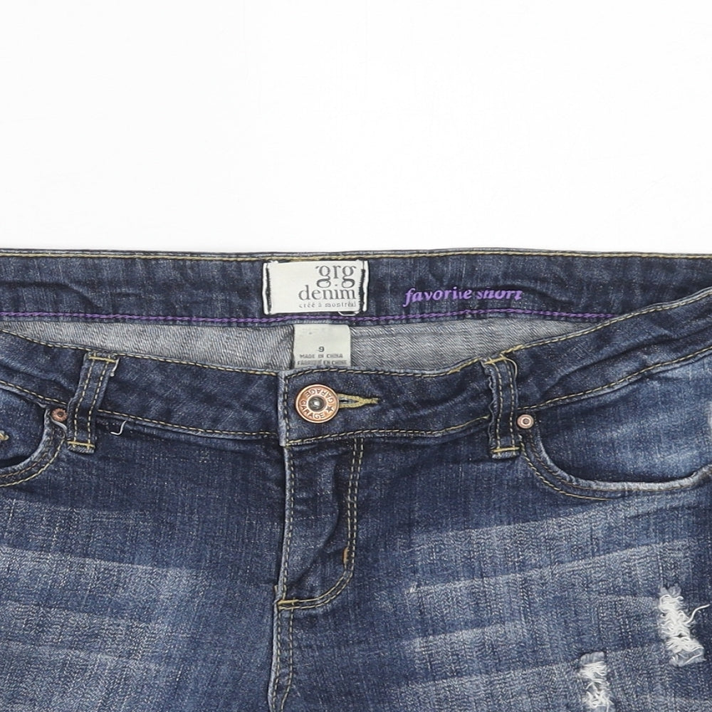 Grg Denim Womens Blue Cotton Cut-Off Shorts Size 30 in Regular Zip