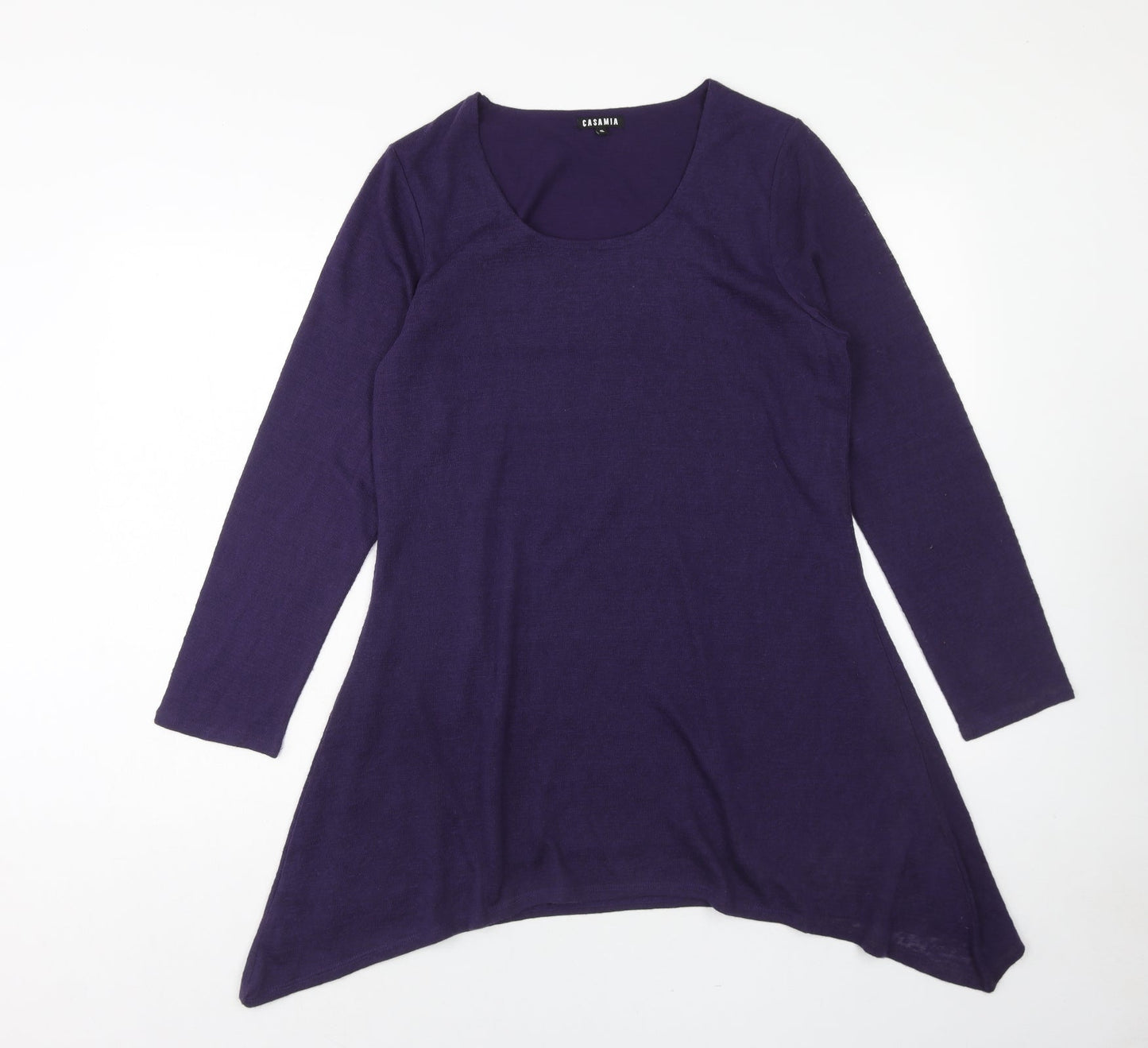Casamia Womens Purple Polyester Trapeze & Swing Size S Scoop Neck Pullover - Hanky Hem