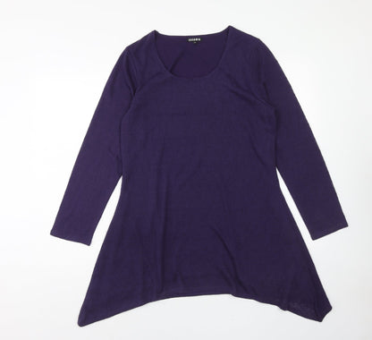 Casamia Womens Purple Polyester Trapeze & Swing Size S Scoop Neck Pullover - Hanky Hem