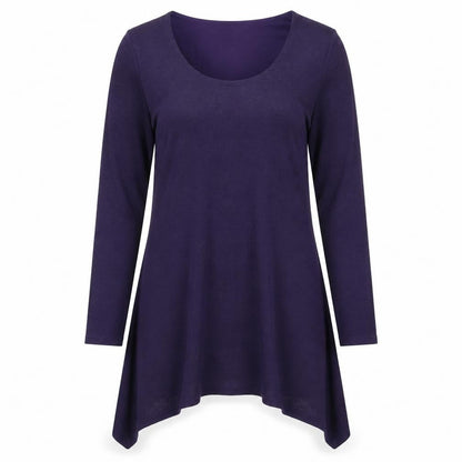 Casamia Womens Purple Polyester Trapeze & Swing Size S Scoop Neck Pullover - Hanky Hem