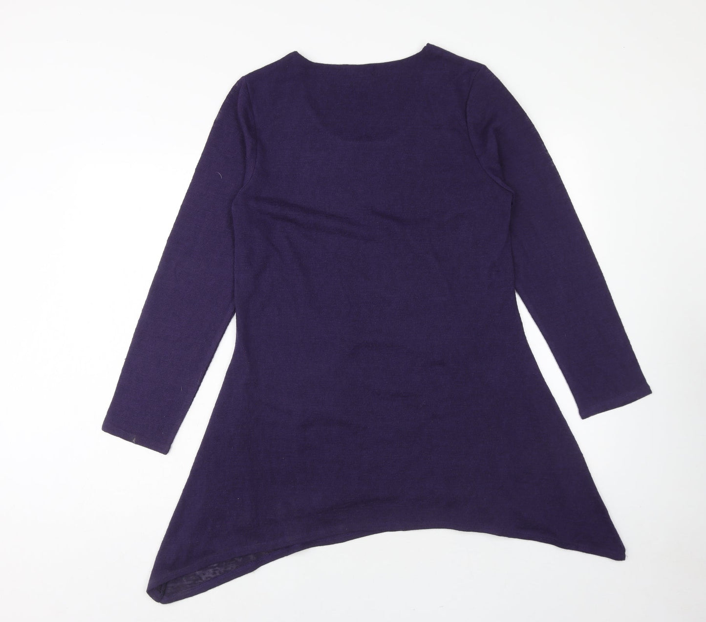 Casamia Womens Purple Polyester Trapeze & Swing Size S Scoop Neck Pullover - Hanky Hem