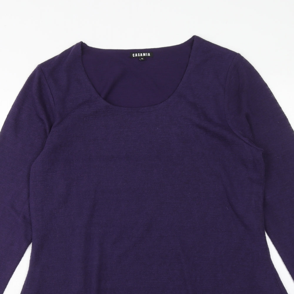 Casamia Womens Purple Polyester Trapeze & Swing Size S Scoop Neck Pullover - Hanky Hem