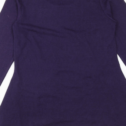 Casamia Womens Purple Polyester Trapeze & Swing Size S Scoop Neck Pullover - Hanky Hem