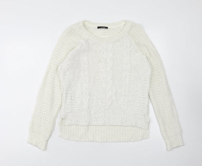 George Womens Ivory Scoop Neck Acrylic Pullover Jumper Size 12