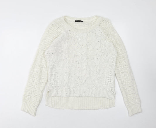 George Womens Ivory Scoop Neck Acrylic Pullover Jumper Size 12