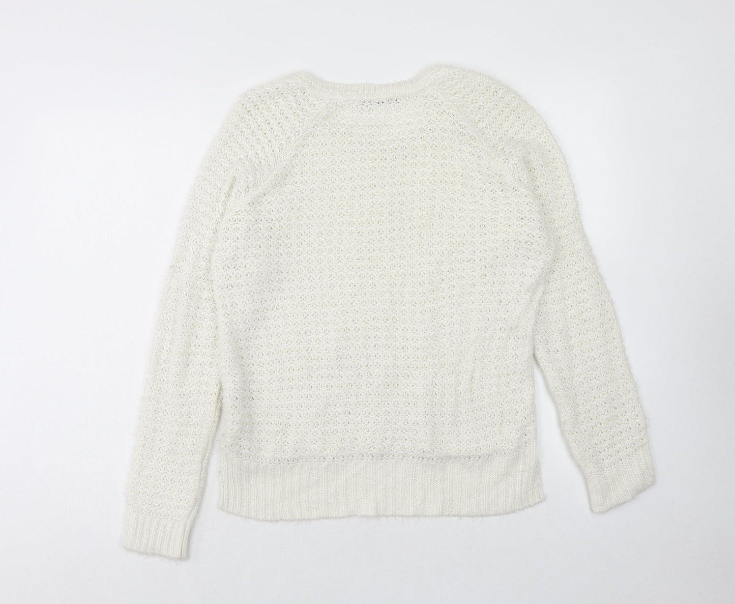 George Womens Ivory Scoop Neck Acrylic Pullover Jumper Size 12