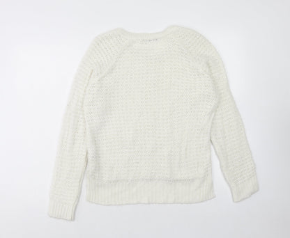 George Womens Ivory Scoop Neck Acrylic Pullover Jumper Size 12