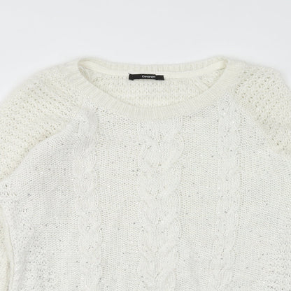 George Womens Ivory Scoop Neck Acrylic Pullover Jumper Size 12