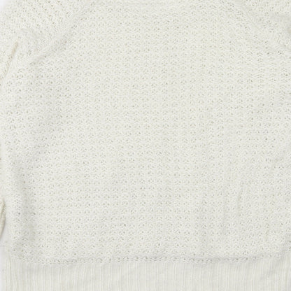 George Womens Ivory Scoop Neck Acrylic Pullover Jumper Size 12