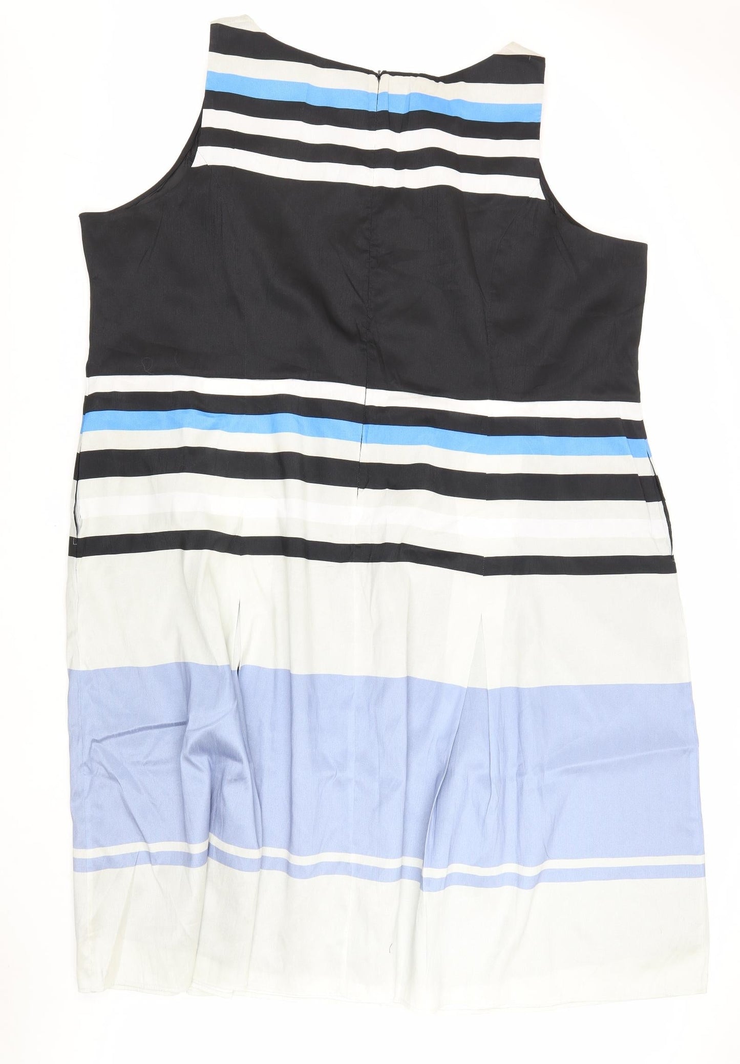 eShakti Womens Multicoloured Striped Polyester A-Line Size L Boat Neck Zip
