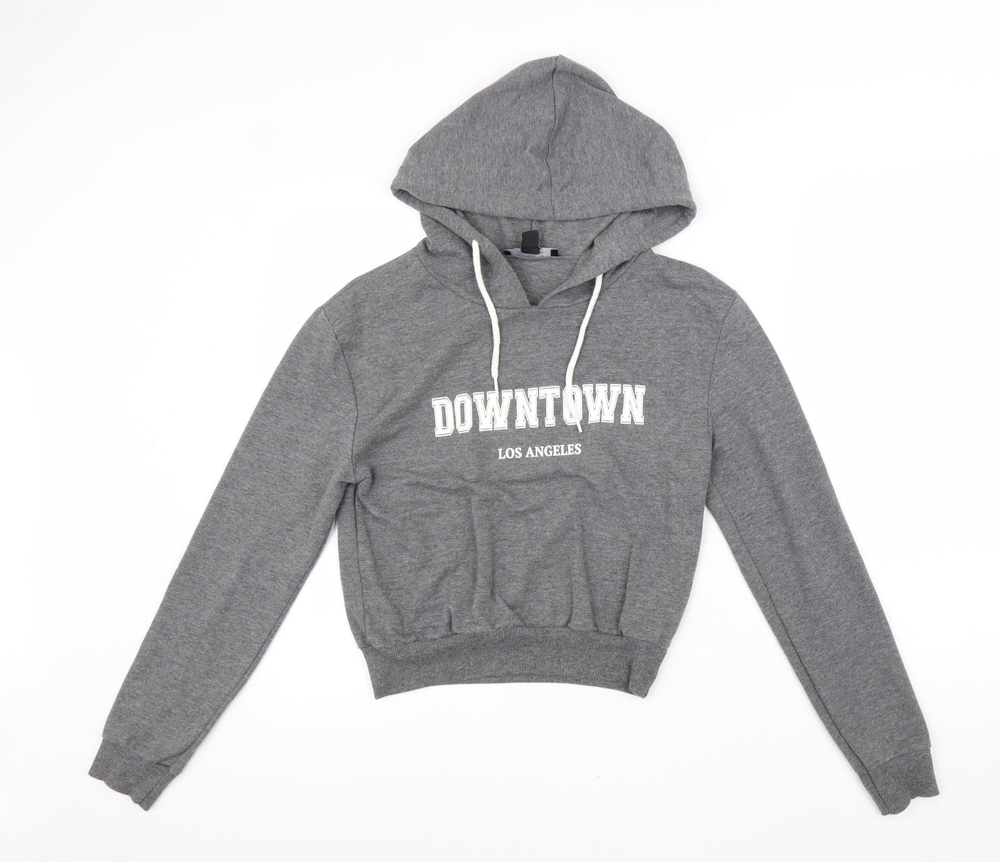 Atmosphere Womens Grey Cotton Pullover Hoodie Size 6 Pullover - Cropped Downtown