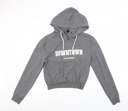 Atmosphere Womens Grey Cotton Pullover Hoodie Size 6 Pullover - Cropped Downtown