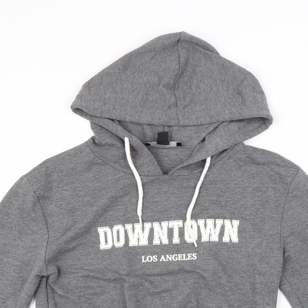 Atmosphere Womens Grey Cotton Pullover Hoodie Size 6 Pullover - Cropped Downtown