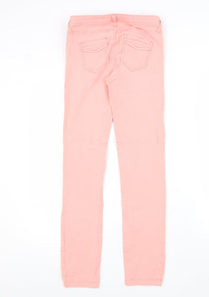 River Island Womens Pink Cotton Skinny Jeans Size 8 L28 in Regular Zip