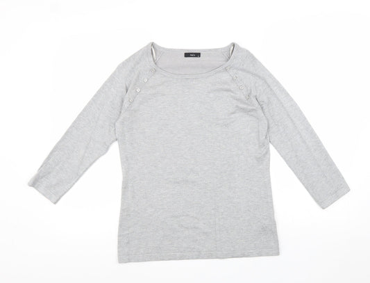 M&Co Womens Grey Viscose Basic Blouse Size 12 Scoop Neck