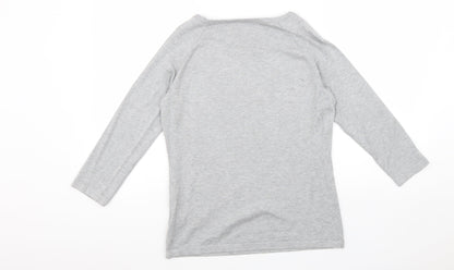 M&Co Womens Grey Viscose Basic Blouse Size 12 Scoop Neck